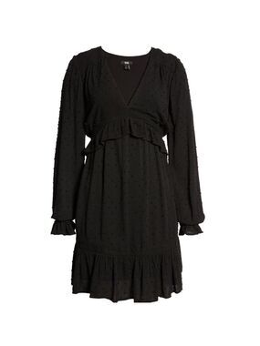 Paige Odelise Clip Dot V-Neck Long Sleeve Black Dress - Size Medium, NWT